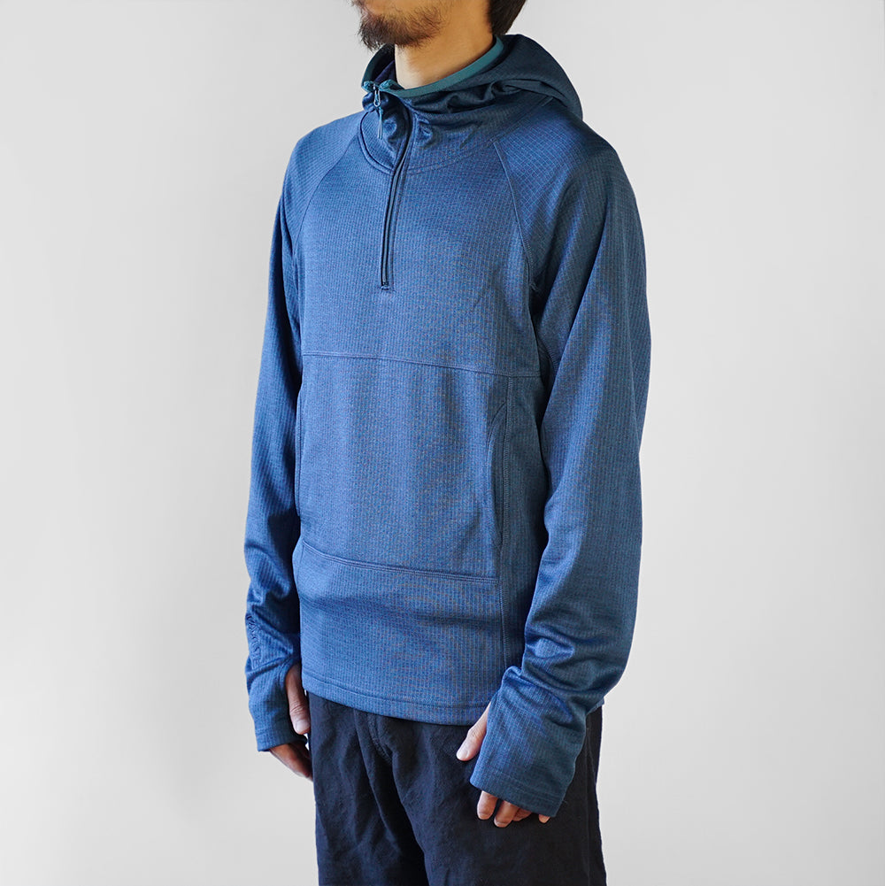 PALANTE grid fleece hoody パランテ ブルー L