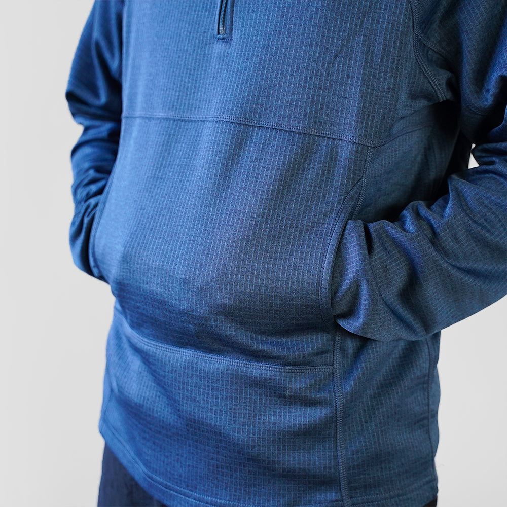 PALANTE grid fleece hoody パランテ ブルー L