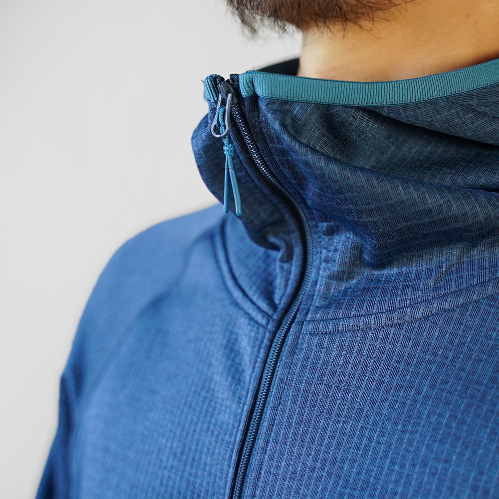 PALANTE grid fleece hoody パランテ ブルー L